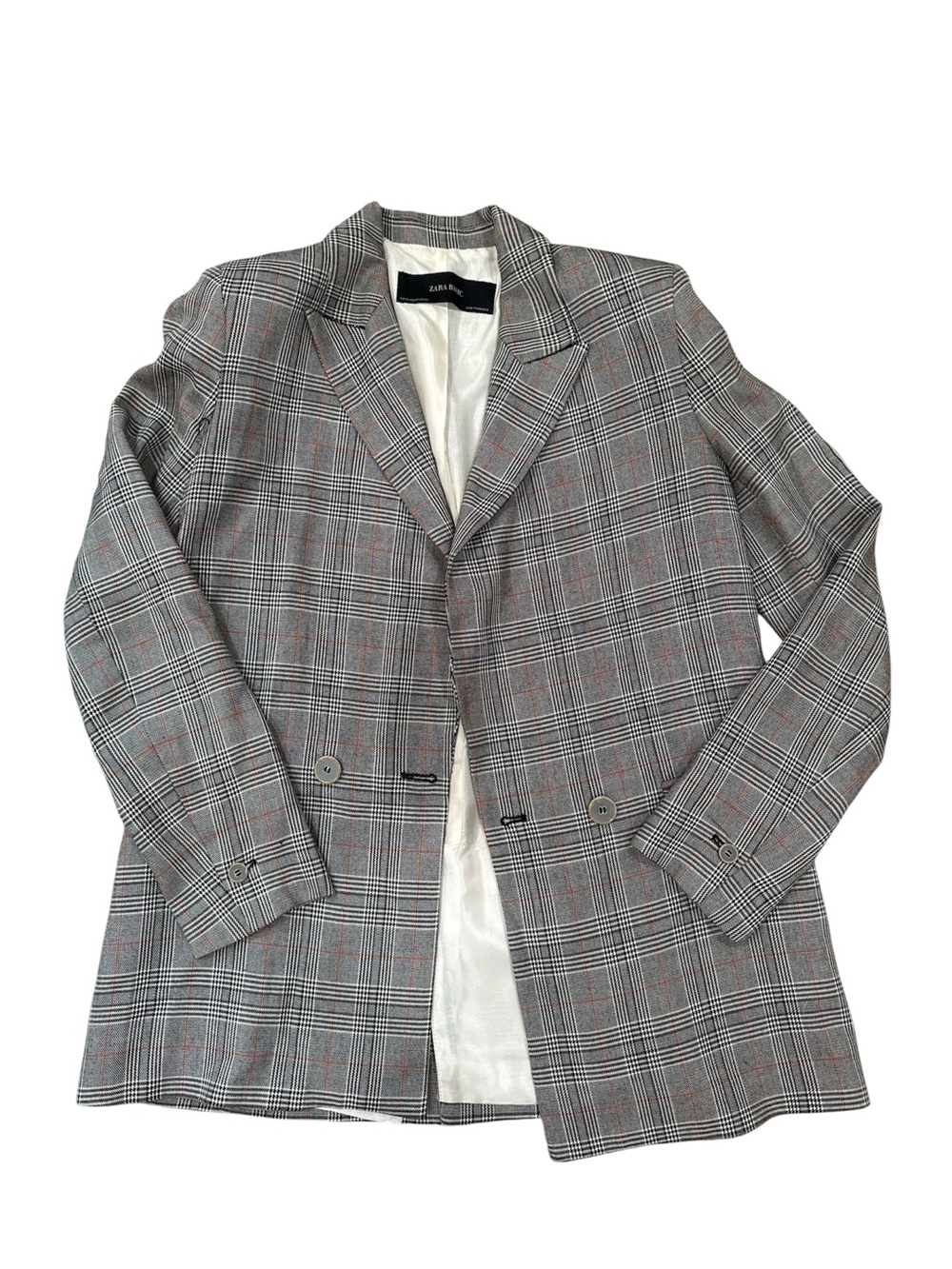 Zara Plaid Blazer in Gray with Subtle Brown Accent